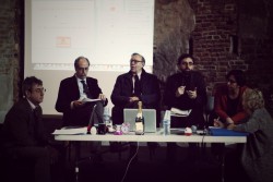 Le Buone Pratiche del Teatro, 27 febbraio 2016. Carlo Fontana tra Gianni Torrenti e