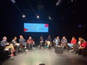 Trieste, Hangar Teatri, 7 ottobre 2024. Il tavolo "Gli spazi culturali urbani, esempi di coesione sociale": Rajeev Badhan (SlowMachine – Belluno), Giovanni Beber e Ilaria Argenziani (Cooperativa Smart – Rovereto), Marco Caldiron (Carichi Sospesi – Padova),